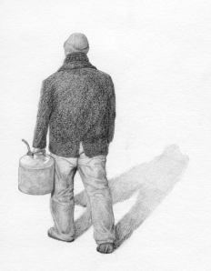 Out of Gas - Original Drawing by Paul Keysar